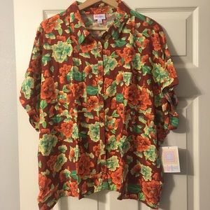 LLR Amy Top - Red Hawaiian Floral Print